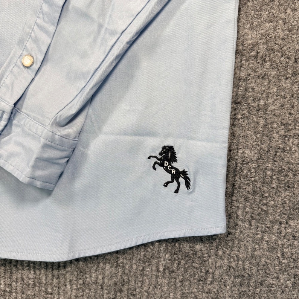 Diamond Cross Ranch Mens Western Snap Shirt Light Blue Performance Yoke Large - Picture 4 of 13